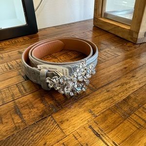 Ralph Lauren Purple Label Gray Belt with Crystal Embellishment